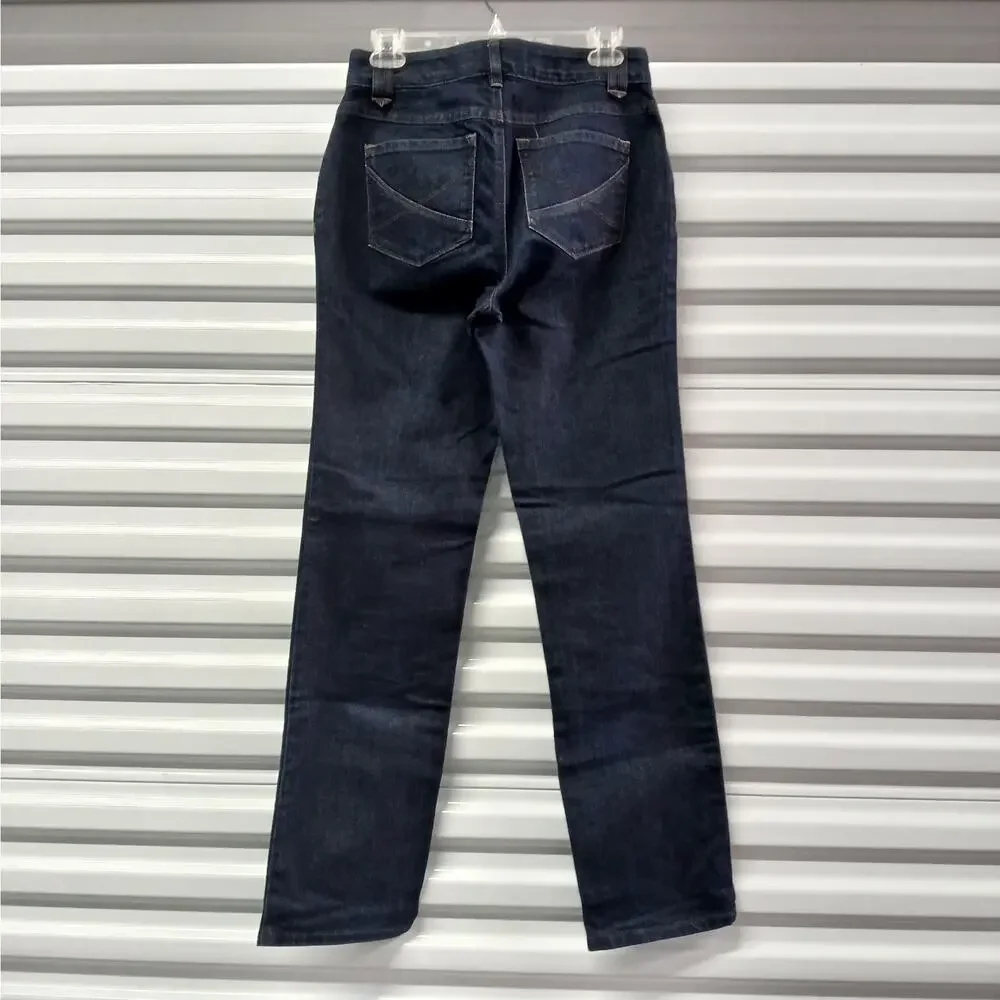 Cato Premium Women's Denim Jeans Size 6 Blue Straight Dark Wash Western Cowgirl - Picture 2 of 7